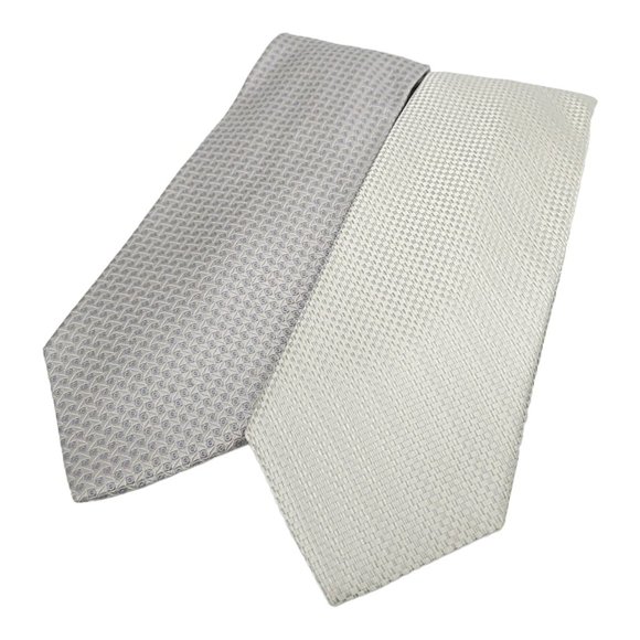 Nicole Miller Jones New York Silk Ties Gray Blue White Cream Lot Of 2 - Picture 1 of 12